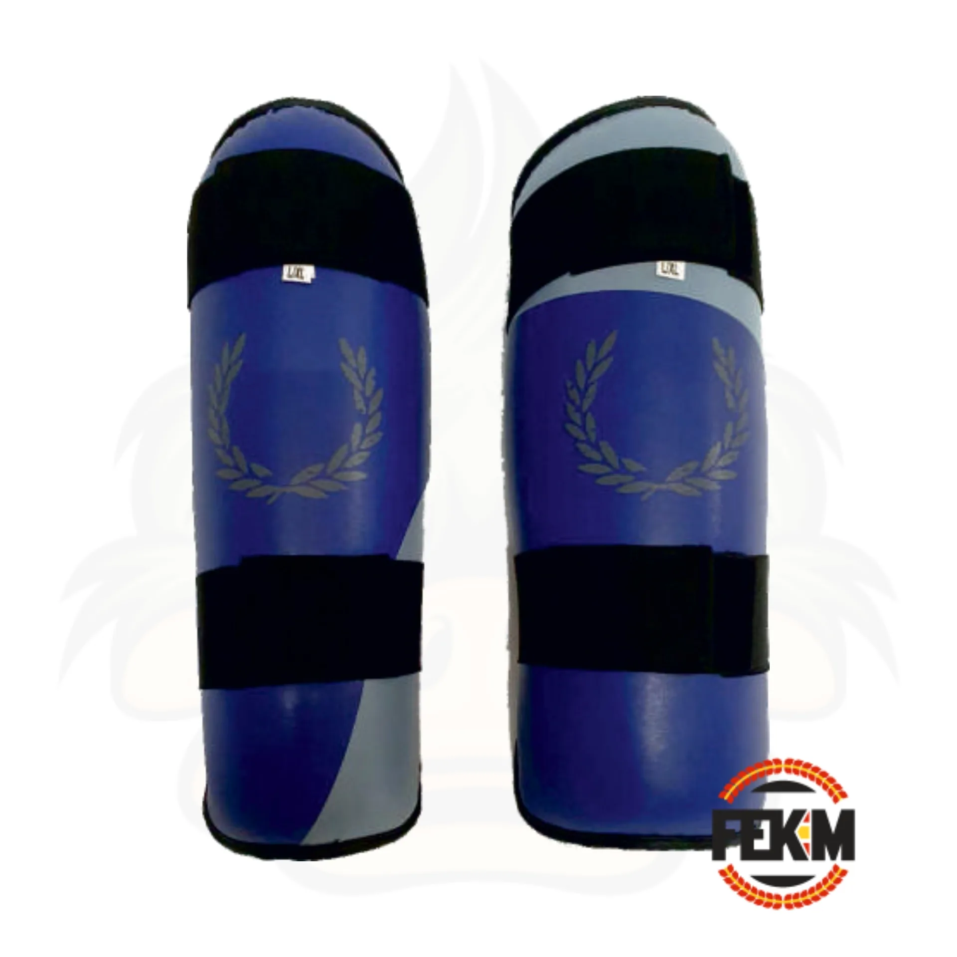 Foto espinillera tibial color azul homologada federación española de kickboxing y muaythai